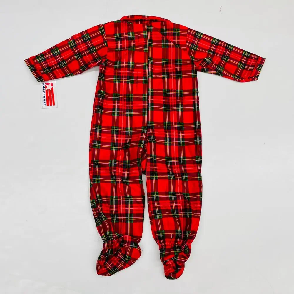 NWT Tom & Jerry 9M Red Plaid Footie PJs